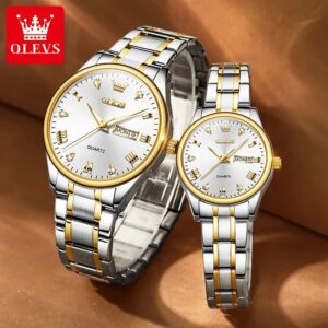 olevs 5563 waterproof stainless steel fashionable couple watches