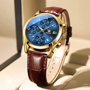 olevs 5610 new luxury fashion glass quartz analog men watch water resistant