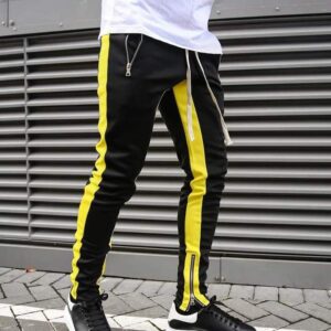 casual men's sweatpant trouser black + yellow