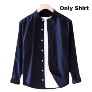men's solid colour ban color shirt (navy)