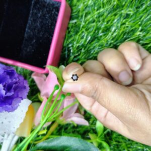 traditional gold seven stone mossanite nose pin 7 mm (with gift box)