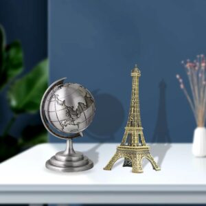 world map 3d rotating glove decoration gift silver & eiffel tower metal showpiece decoration gift