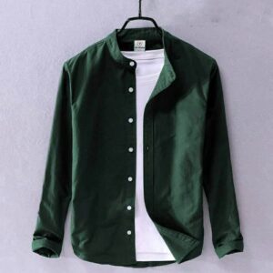 men's solid colour ban color shirt (green)