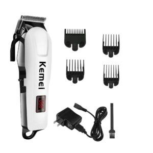 professionals design perfect shaver and haircut rechargeable beard and moustaches hair machine and trimming with cord and without cordless use km809a(white)