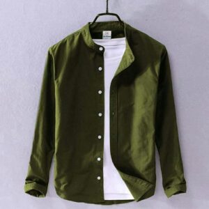 men's solid colour ban color shirt (olive)