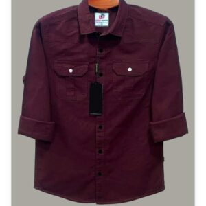double pocket shirt for men (maroon)